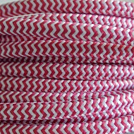 Kolorowe kable w oplocie zebra różowo-biała