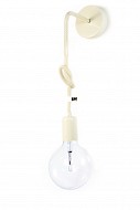 Kinkiet skandynawski lampa ścienna kable w oplocie z białej wełny